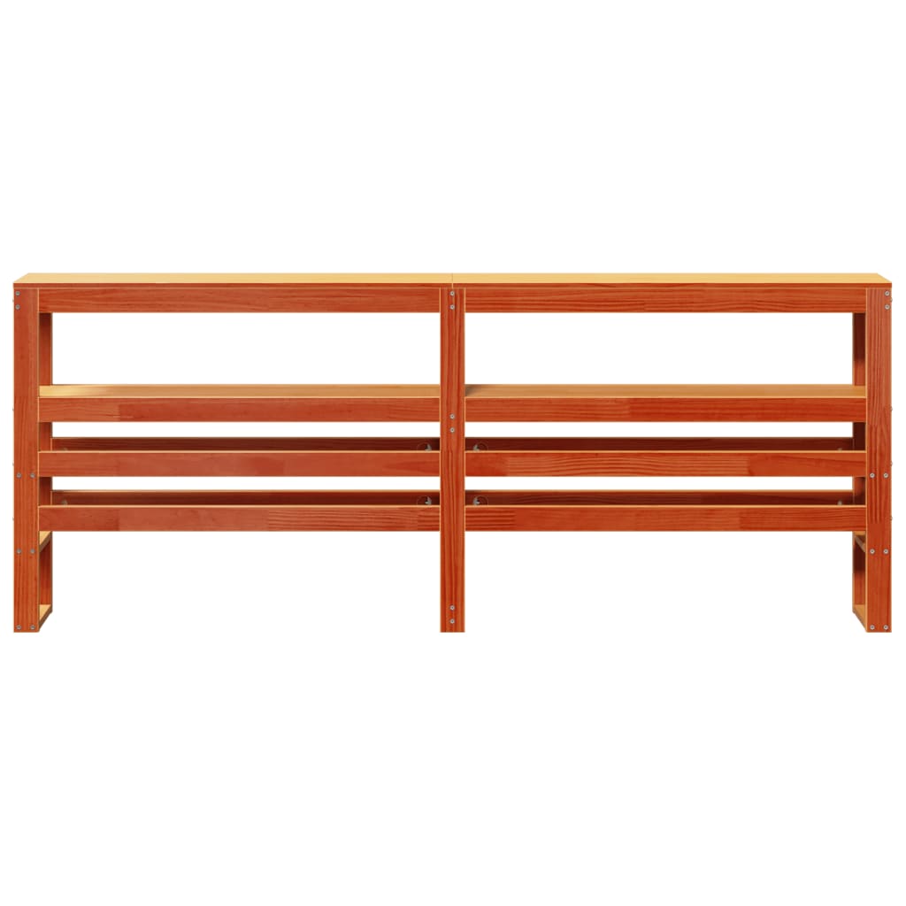Headboard with Shelves Wax Brown 200 cm Solid Wood Pine